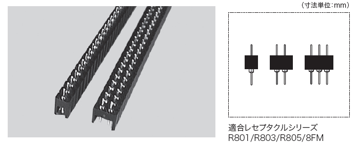 >R800 R802 R804 保護壁付PCBコネクタ2.54mm