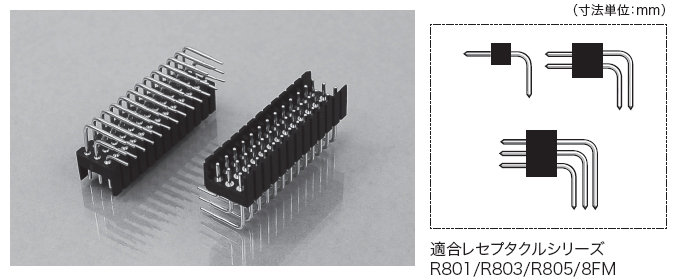 R800 R802 R804 保護壁付PCBコネクタ2.54mm